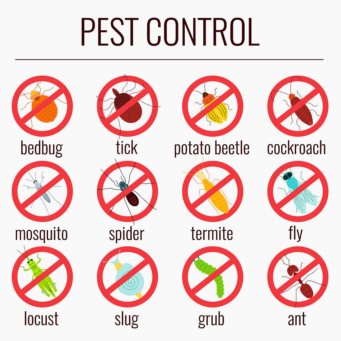 Pest prohibition signs, conceptual illustration