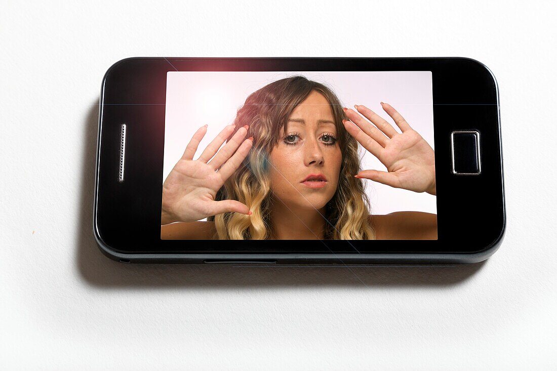 Phone addiction, conceptual image