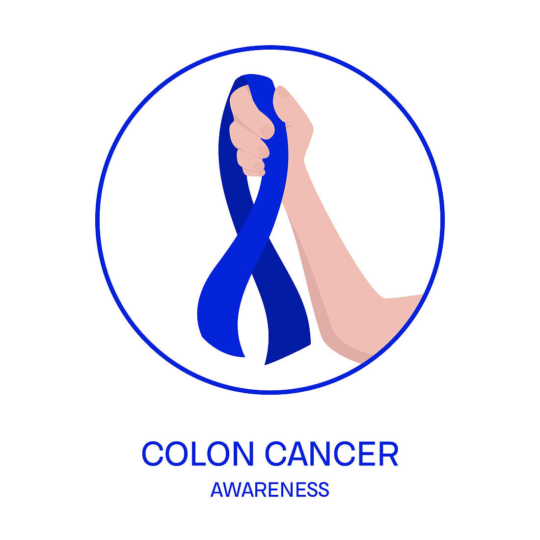 Colon cancer awareness ribbon, conceptual illustration