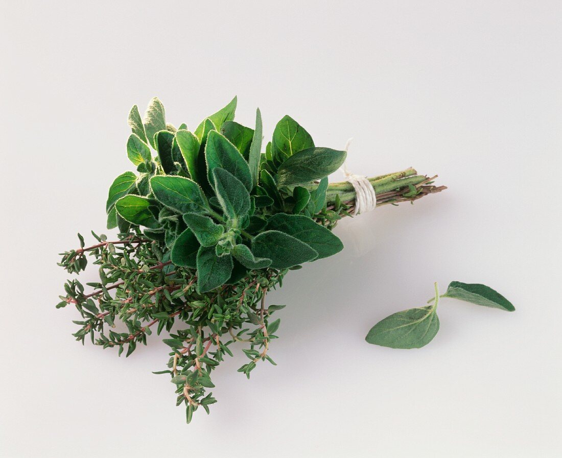 Herb bouquet with oregano and thyme