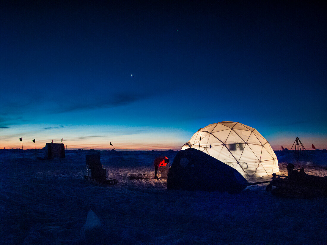 Ice camp at night
