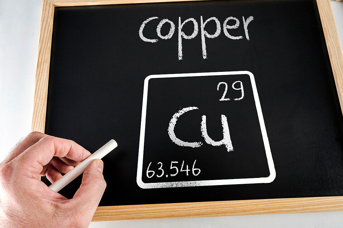 Chemical element copper, conceptual image