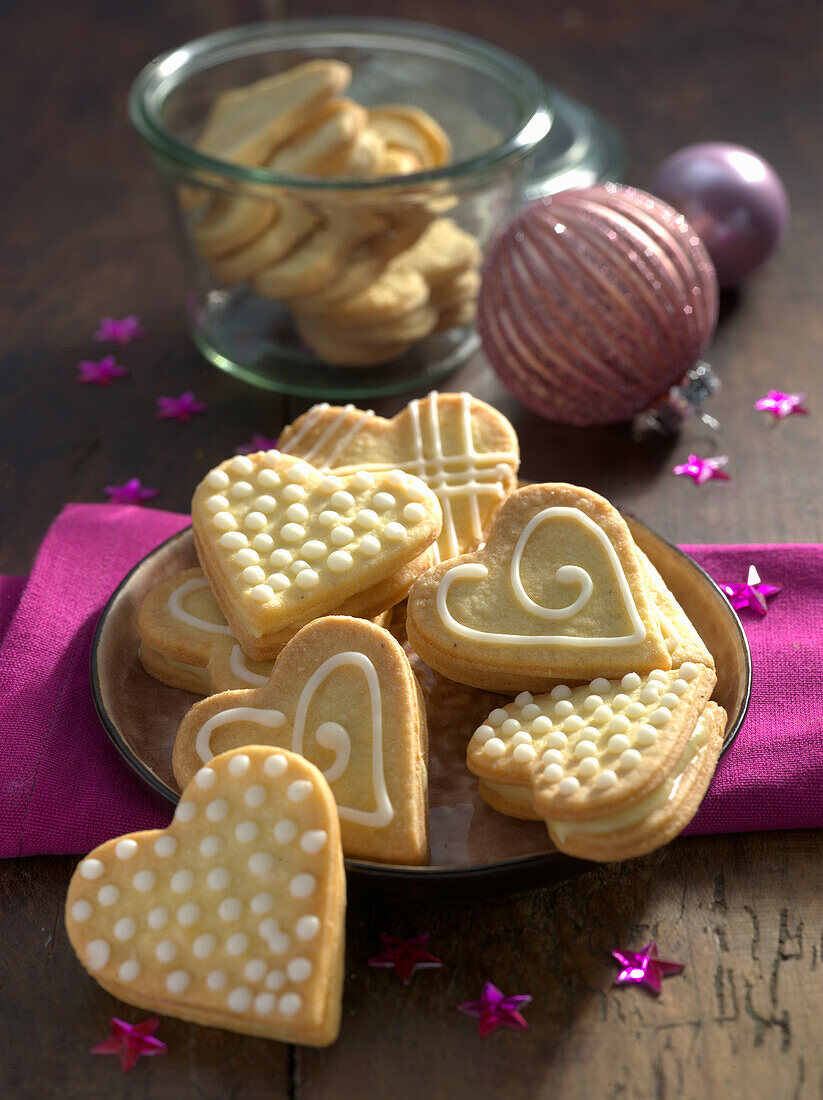 Vanilleherzen mit weißer Schoko-Eierlikörcreme