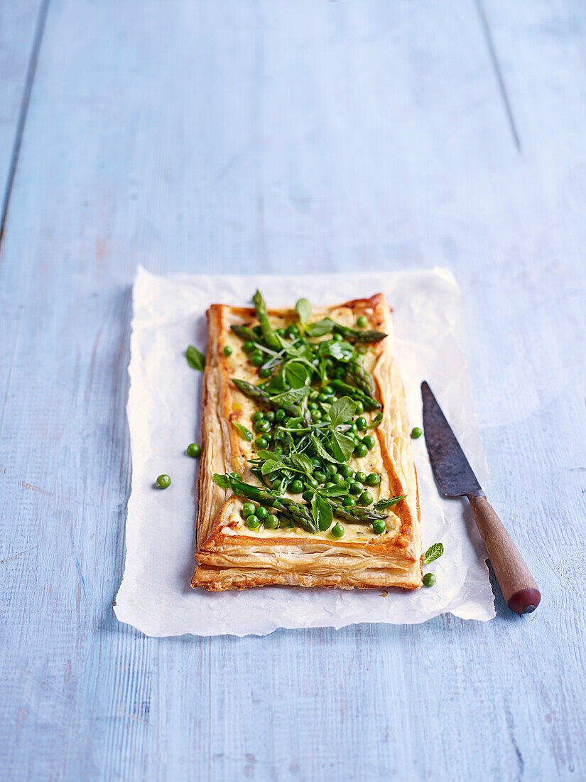 Ricotta tart with peas and mint