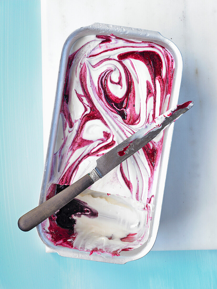 Blackcurrant ripple ice cream