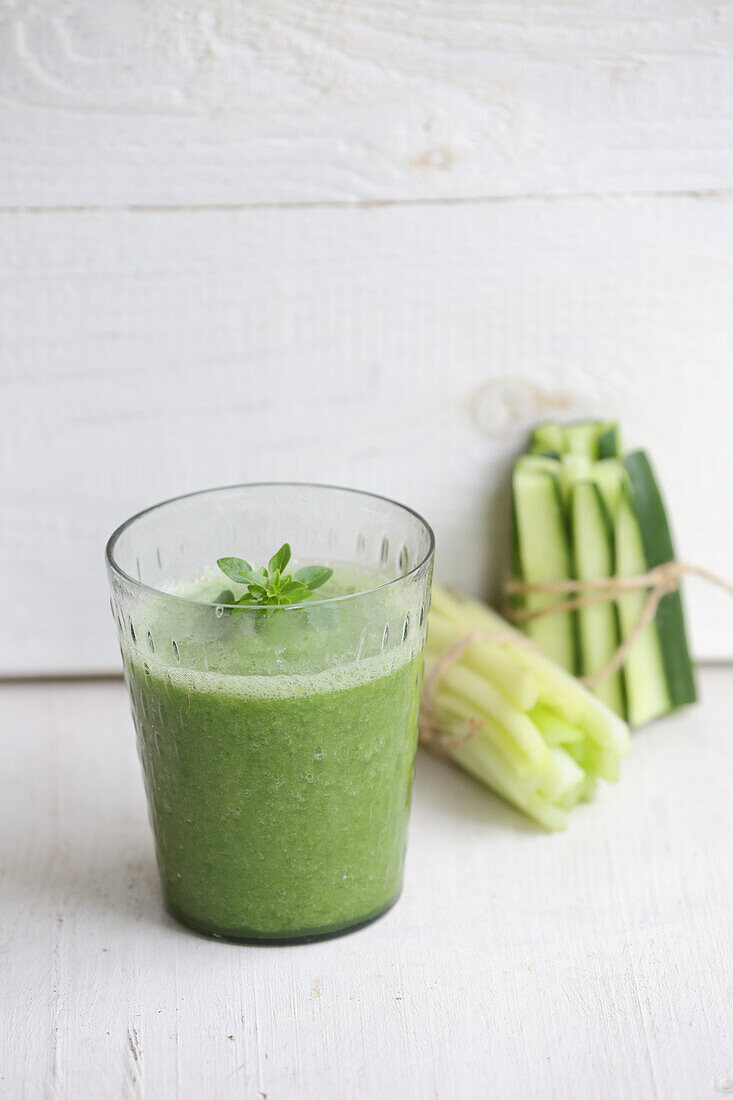 Freshly squeezed cucumber-celery juice