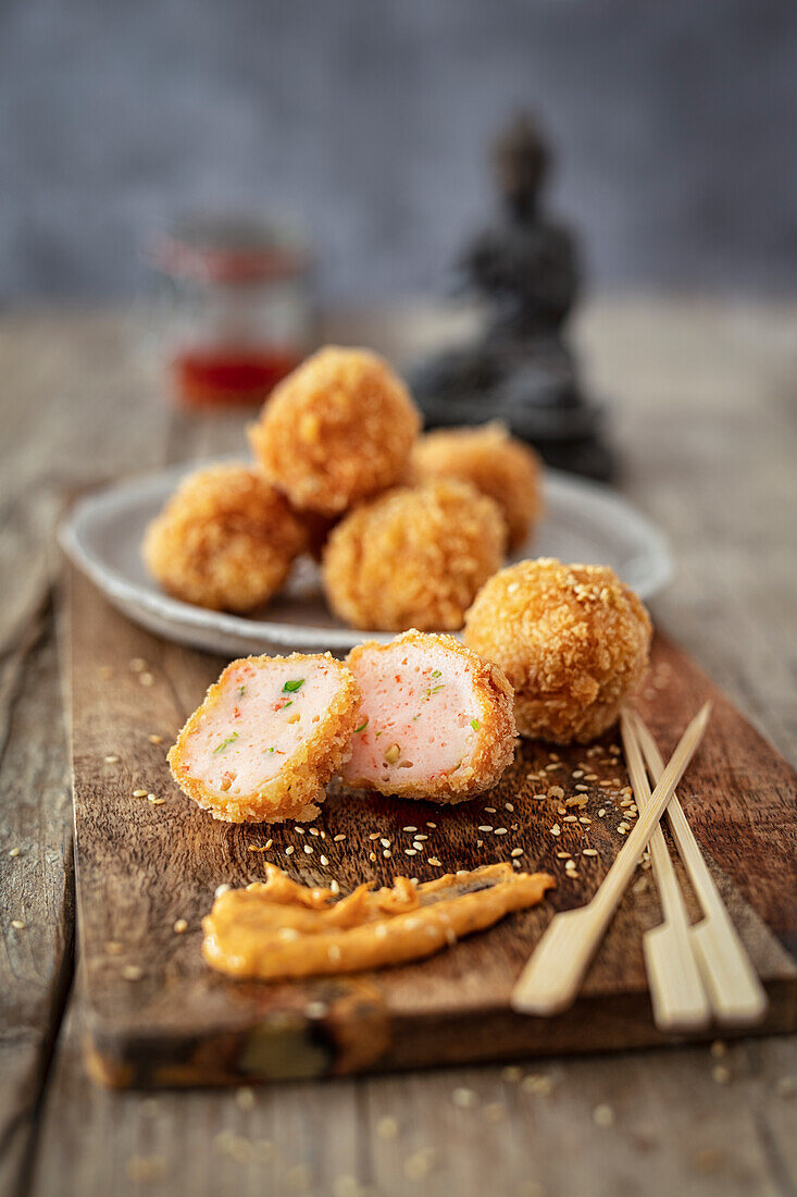 Vietnamese prawn balls with chilli mayonnaise