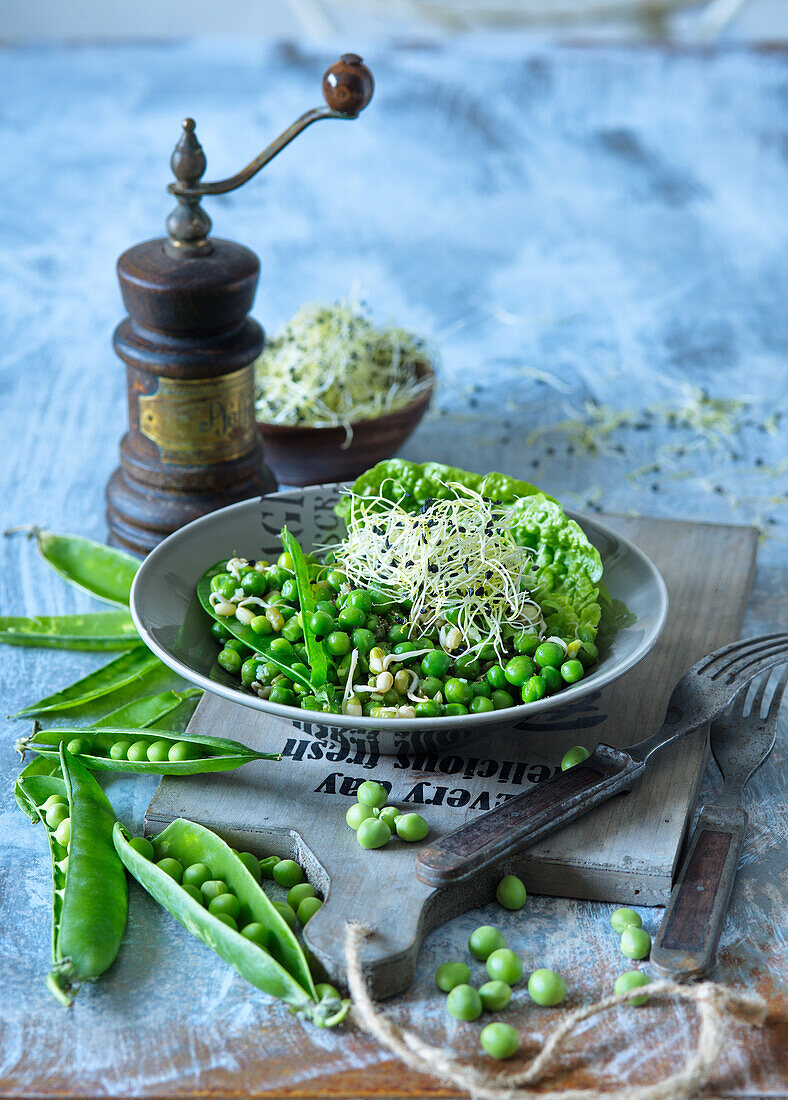 Pea salad with sprouts