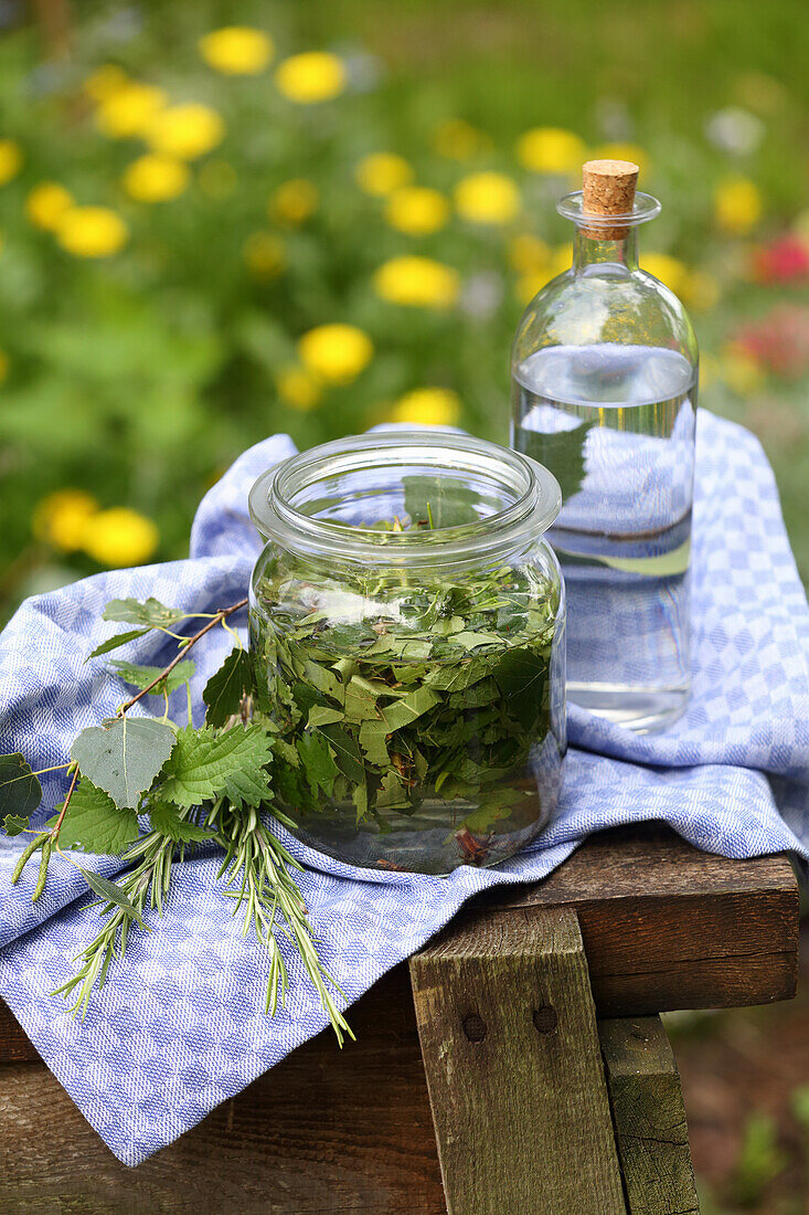 Homemade hair tonic from herbs