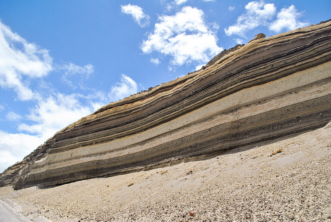 Layers of sedimentary rock in Chimborazo, Ecuador
