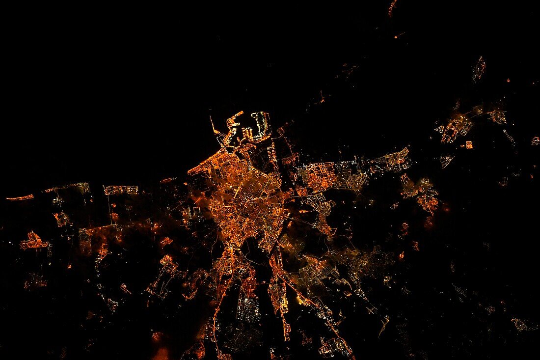 Valencia, Spain, at night, satellite image