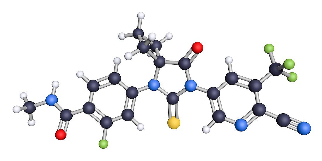 Apalutamide prostate cancer drug, molecular model