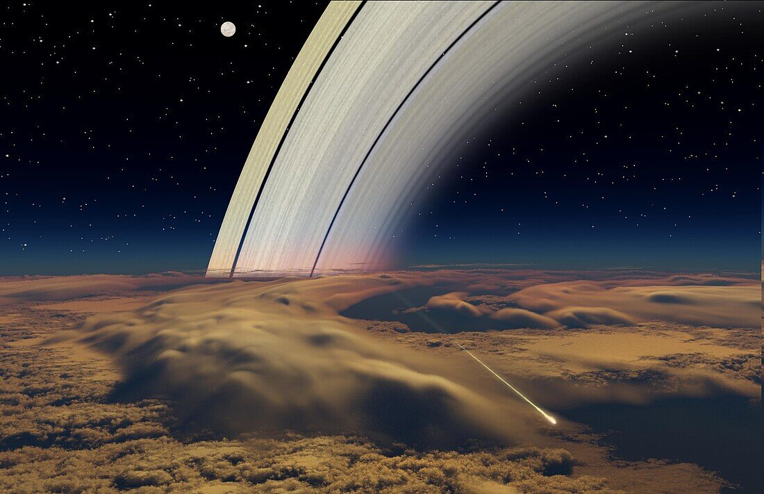 Final plunge of Cassini spacecraft into Saturn, illustration