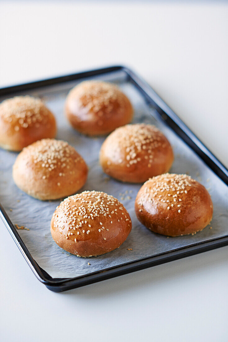 Step 9 Final cooked Brioche buns topped with sesame seeds