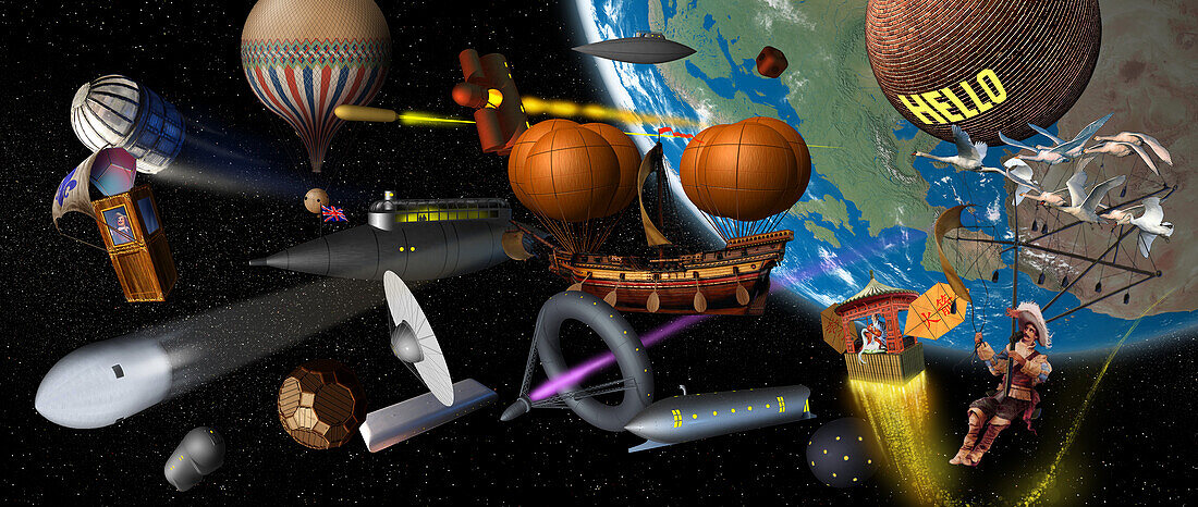 Fictional and imaginary spacecraft, illustration