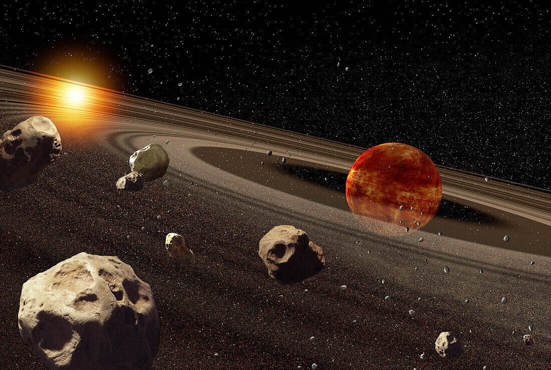 Ringed exoplanet, illustration
