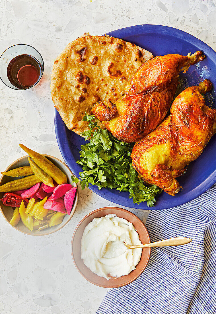 Turmeric chicken with toum