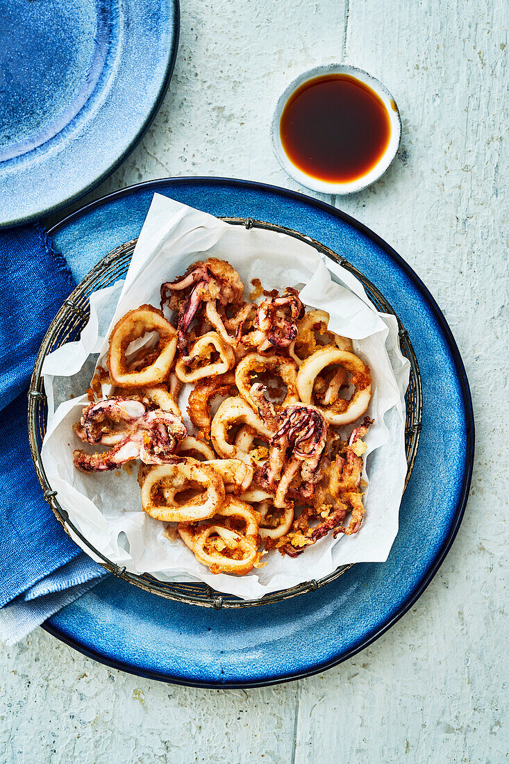 Tempura squid with ponzu dipping sauce