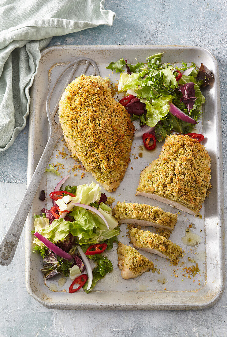 Baked chicken breast with parmesan crust