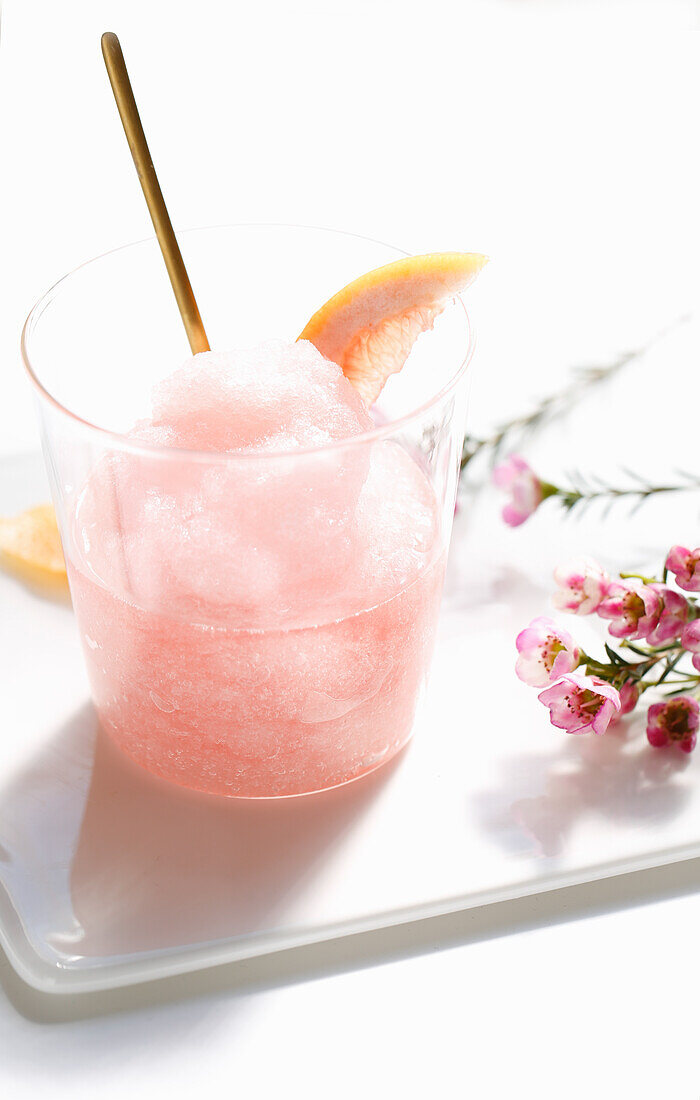 Iced flowers pink grapefruit granita
