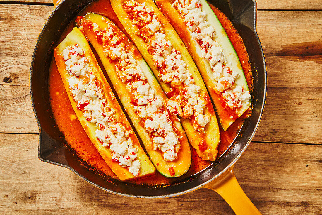 Calabzas Rellenas - Stuffed courgettes with feta cheese from Mexico