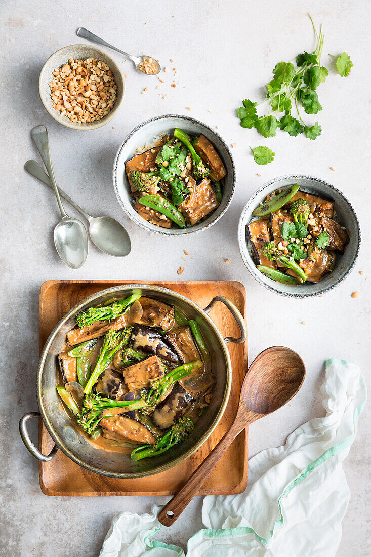 Veganes Auberginen-Curry mit Erdnüssen