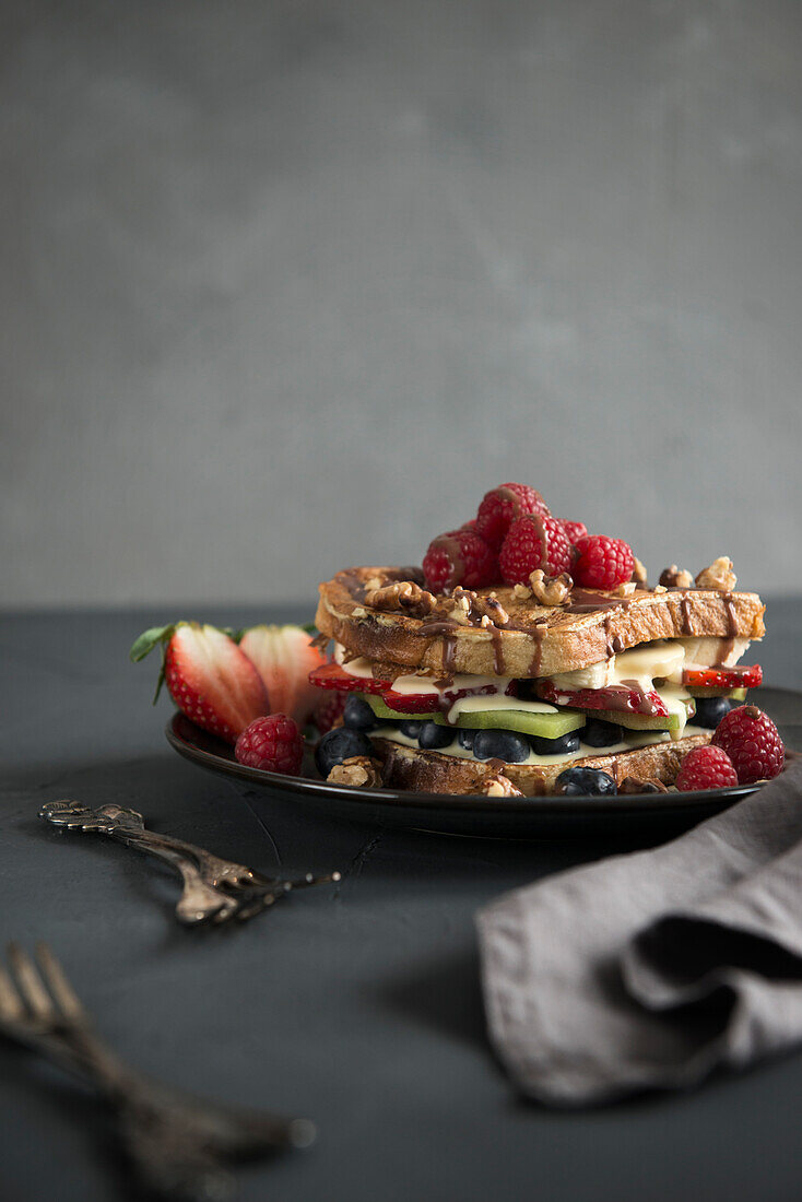 French Toast Sandwich with fruits