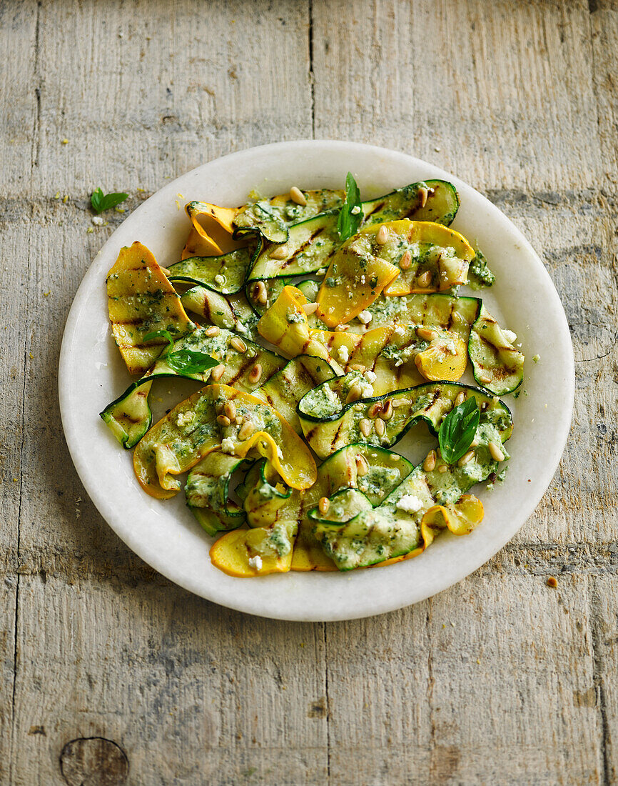 Grilled courgette with feta