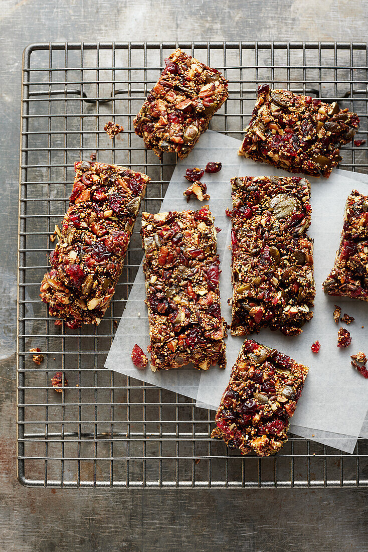Homemade power bars with cranberries
