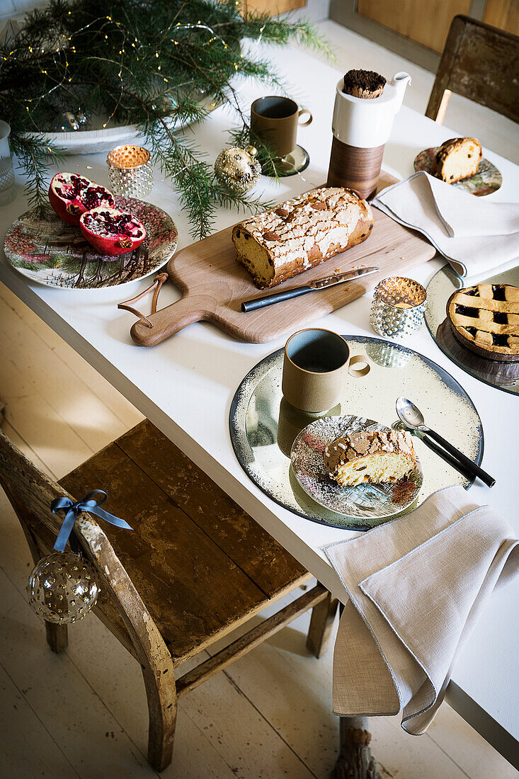 Christmas coffee table with rosemary branches