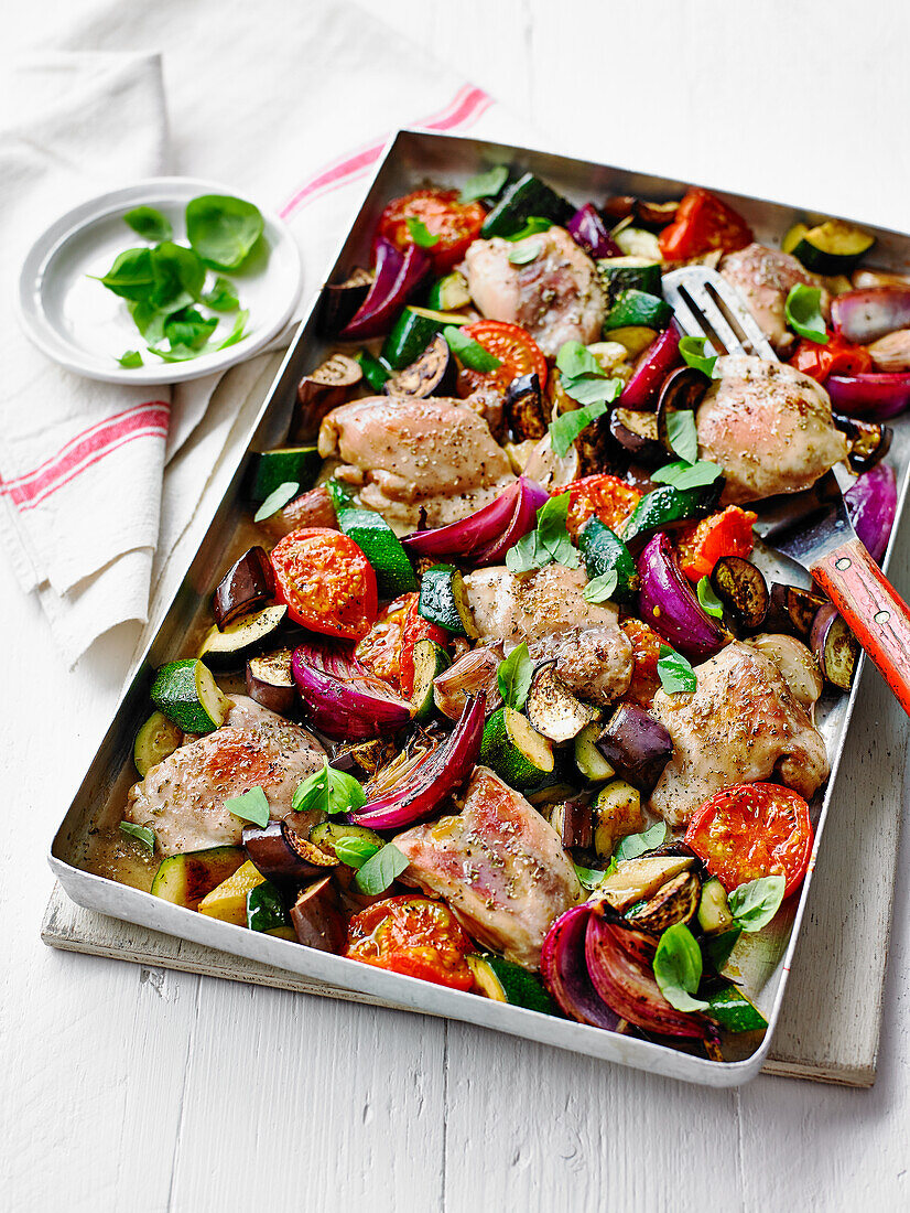 Ratatouille chicken tray bake