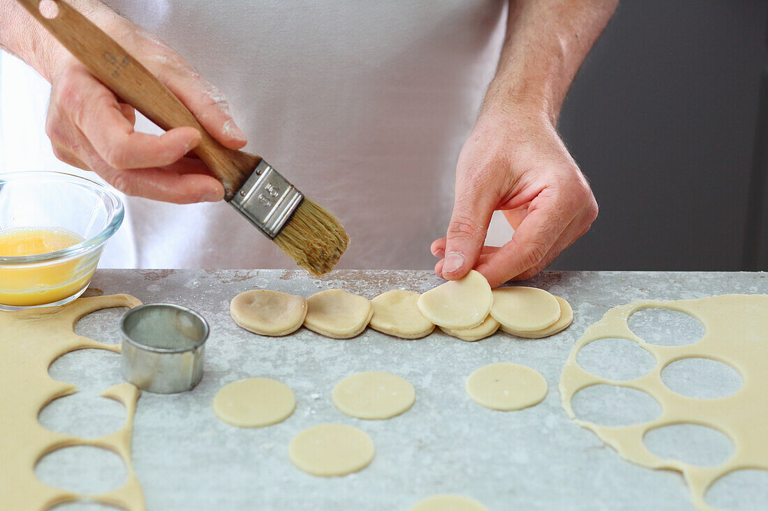 Marzipan roses being made