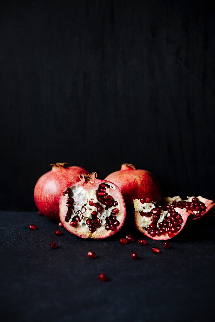 Pomegranate on a dark background