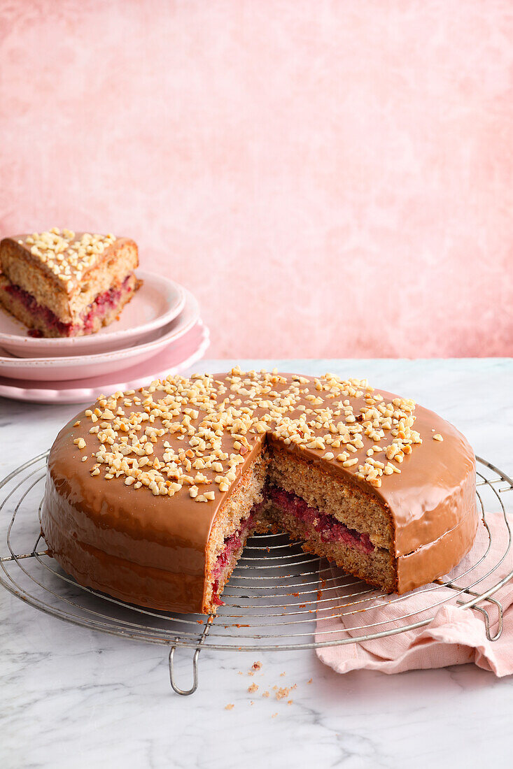 Buckwheat cake with cranberry filling