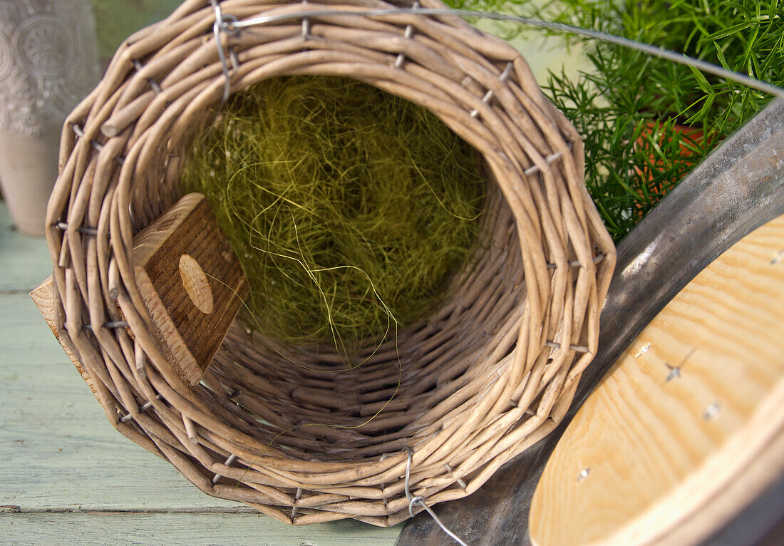 DIY bird house from basket