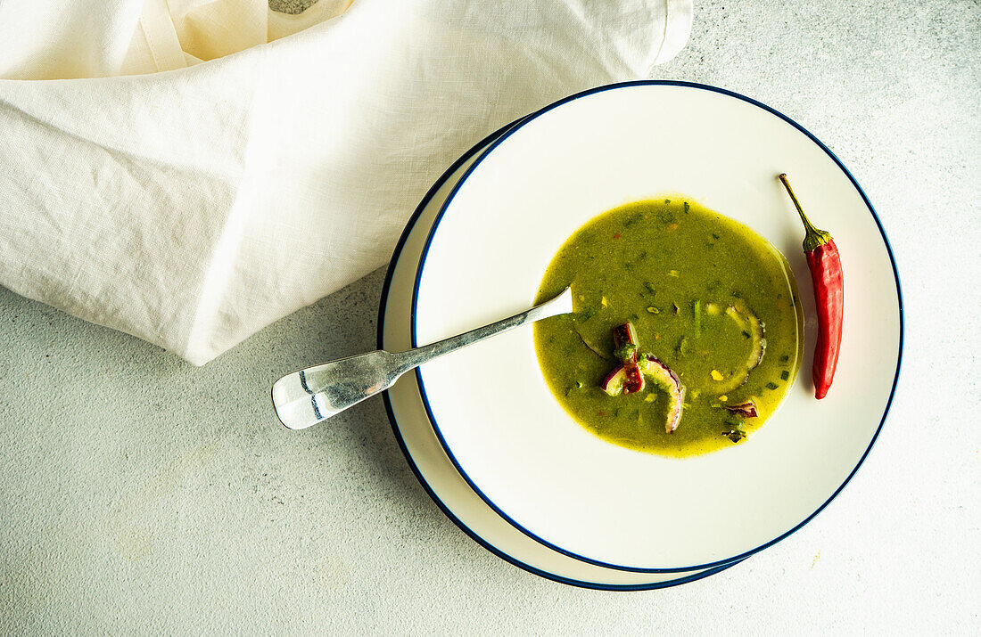Healthy spinach creamy soup