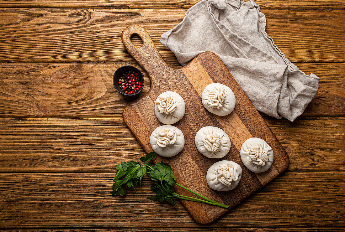 Khinkali - traditional Georgian dumplings filled with ground meat