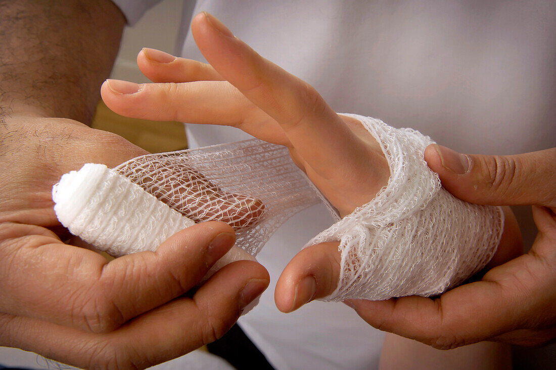 Bandaging a patient's ankle