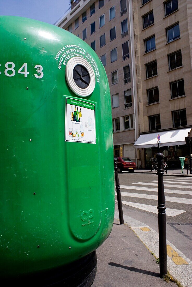 Glass recycling bin in Paris
