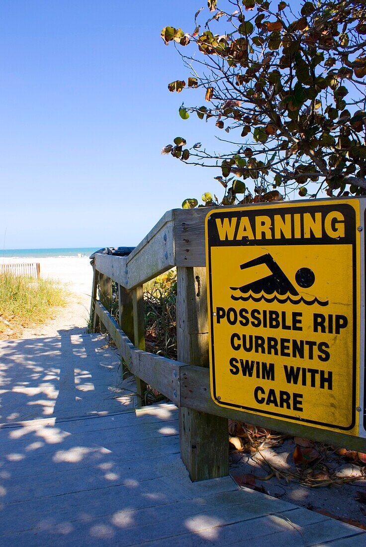 Warning sign on Florida beach