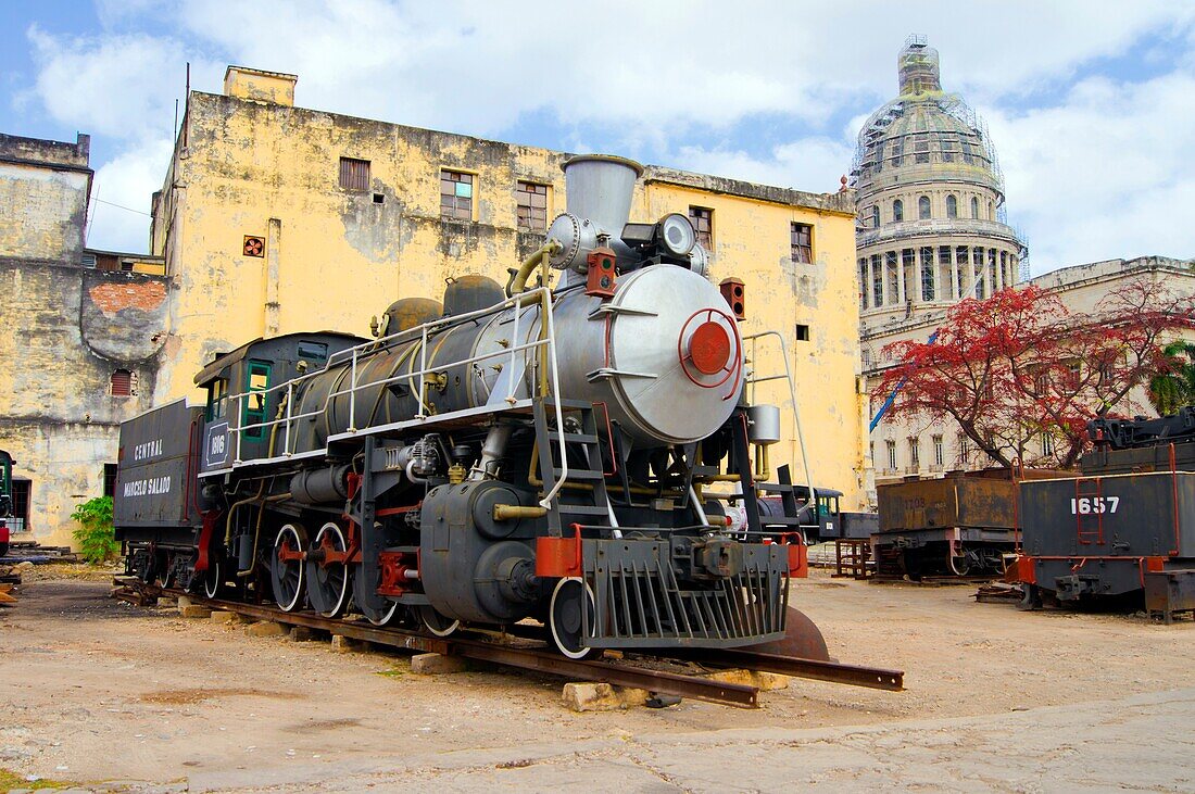 Steam locomotive in Havana, Cuba