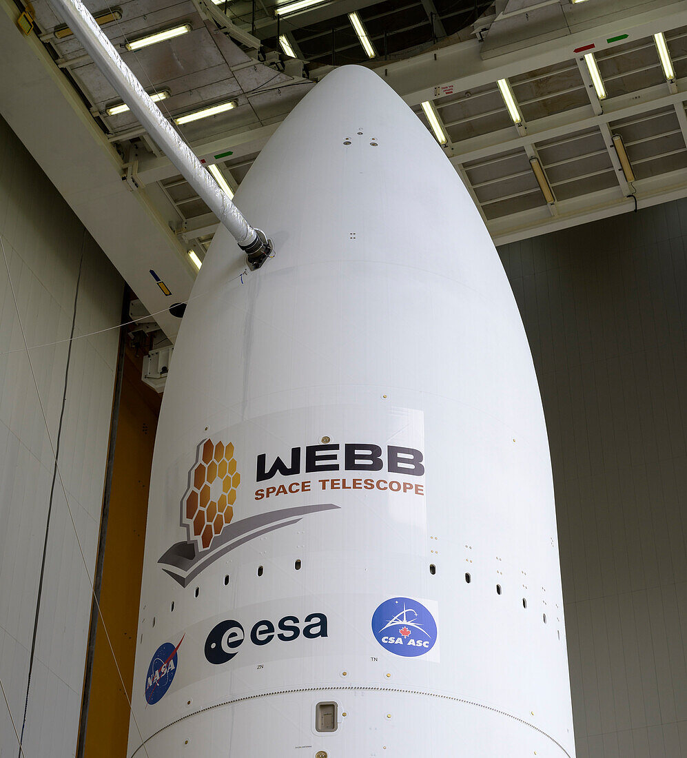 Ariane 5 rocket rollout with James Webb Space Telescope