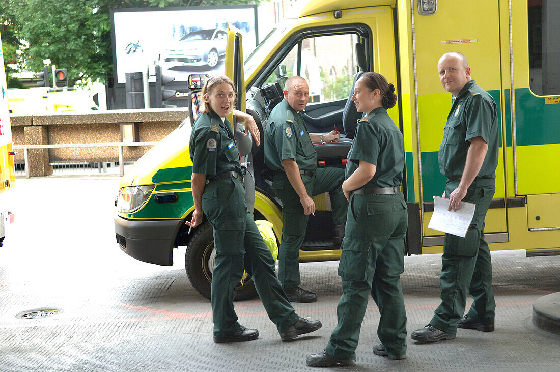 Paramedics waiting to be called to an emergency