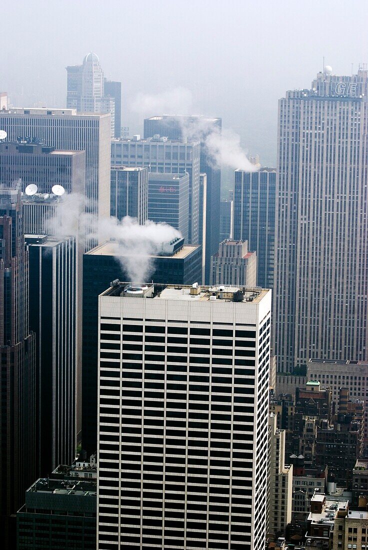New York rooftops in smog