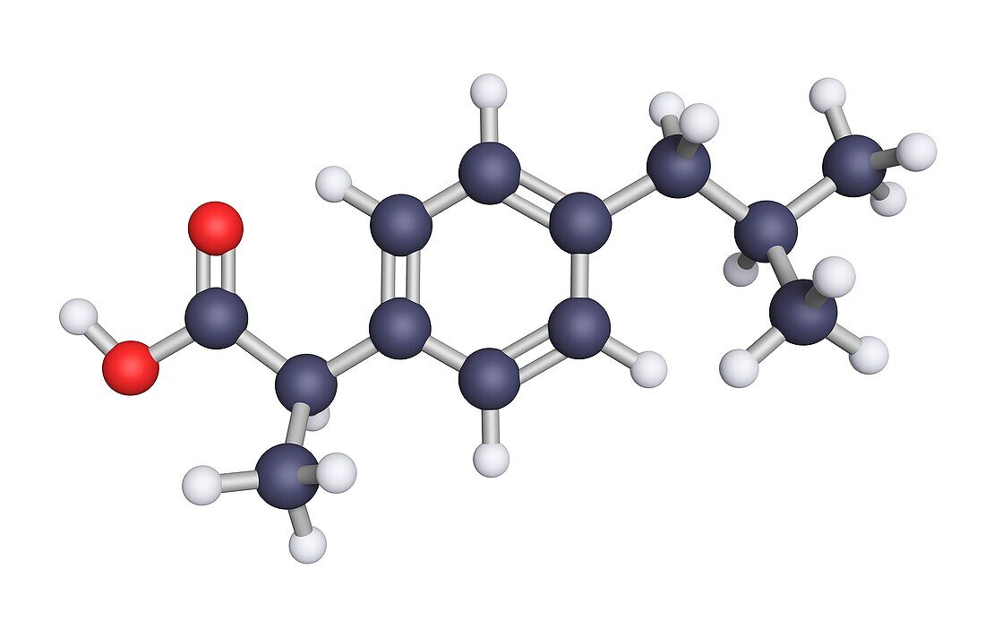 Ibuprofen, molecular model