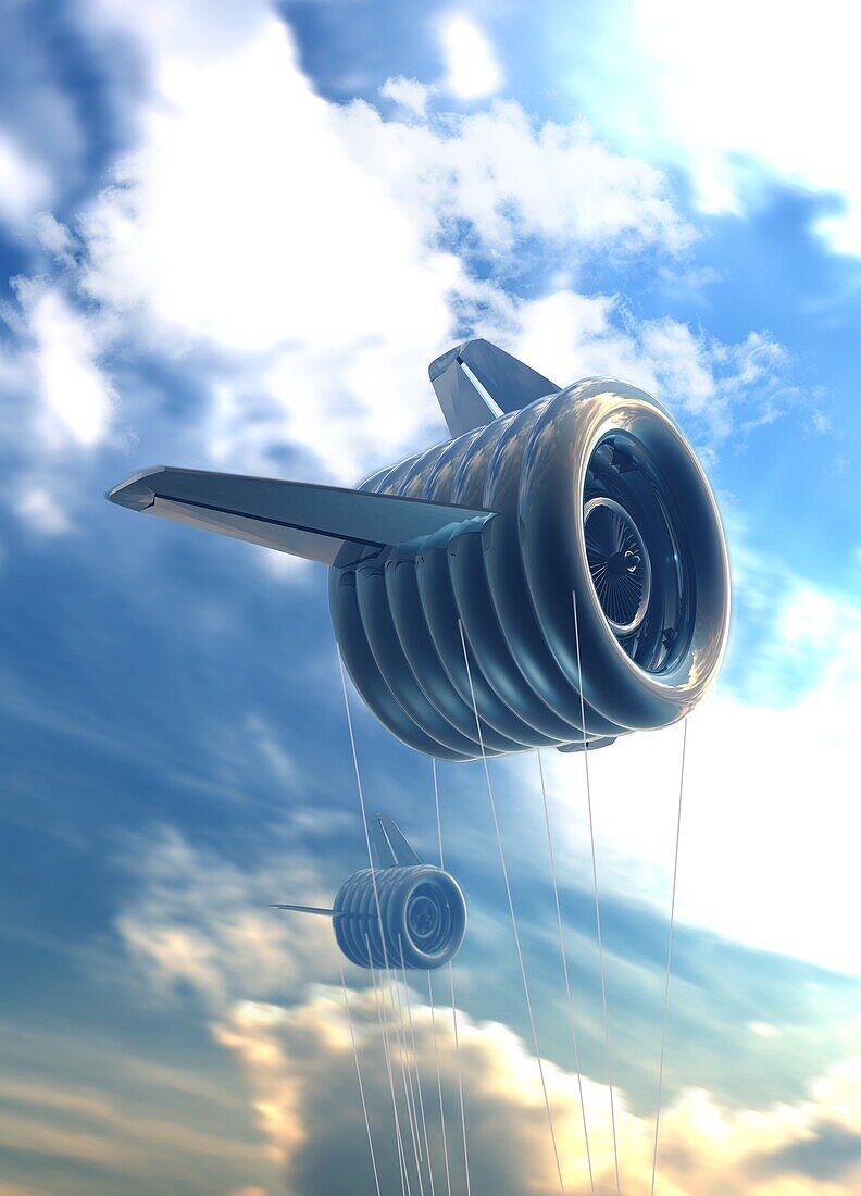 Airborne wind turbine, conceptual illustration