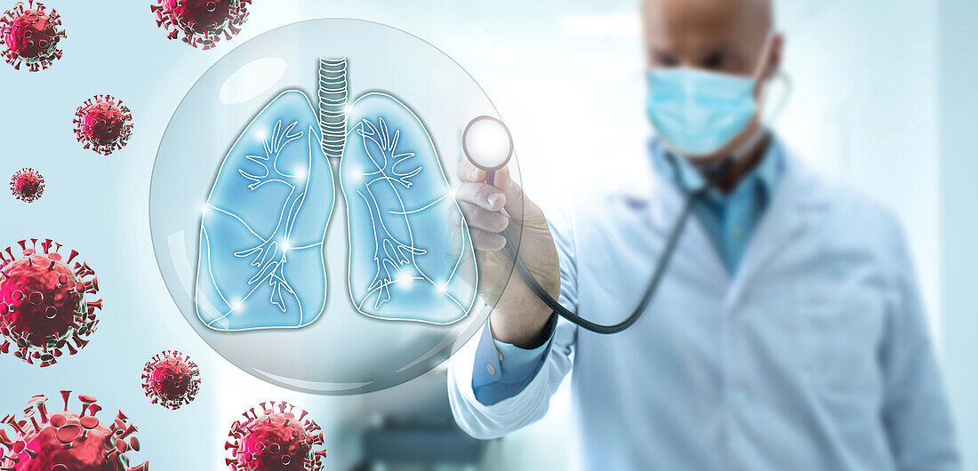 Viral respiratory disease, composite image