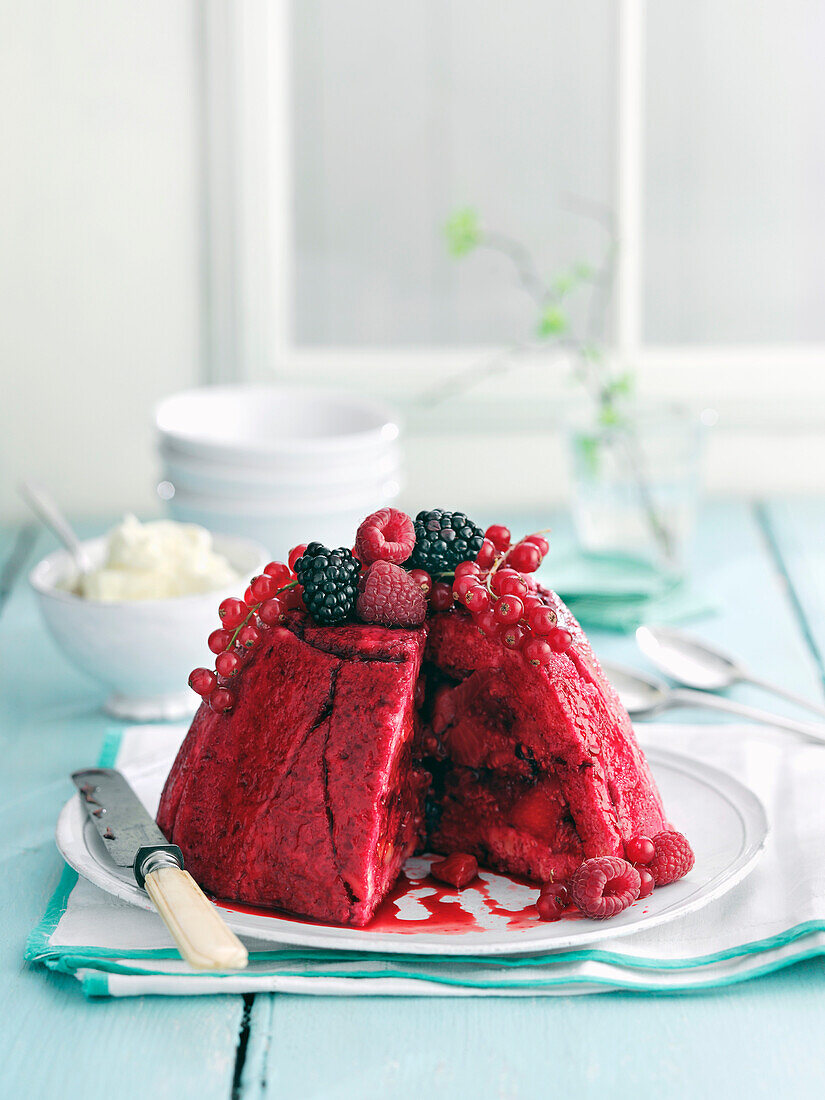 Classic summer berry pudding