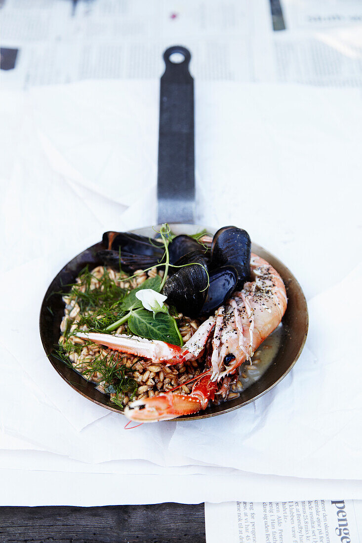 Nordic seafood paella