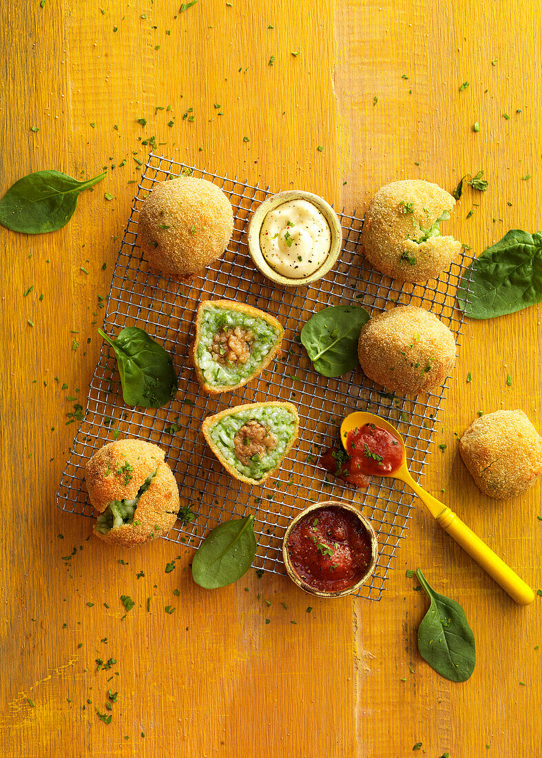 Arancini with a spinach filling